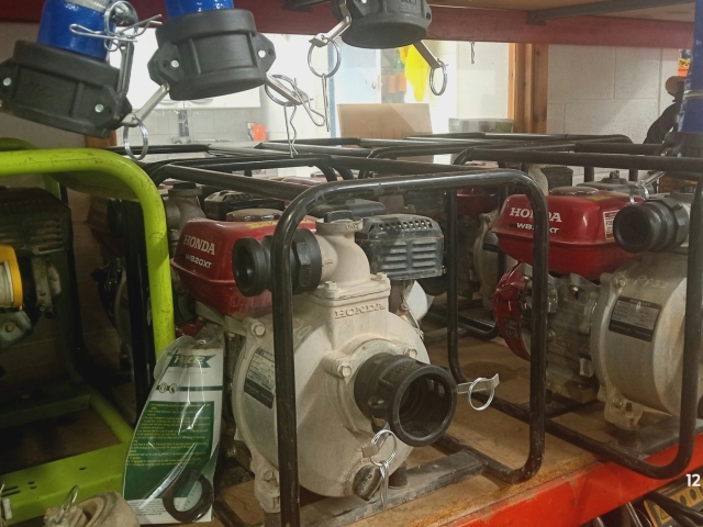 Hire a water pump with Camlock quick-release couplings