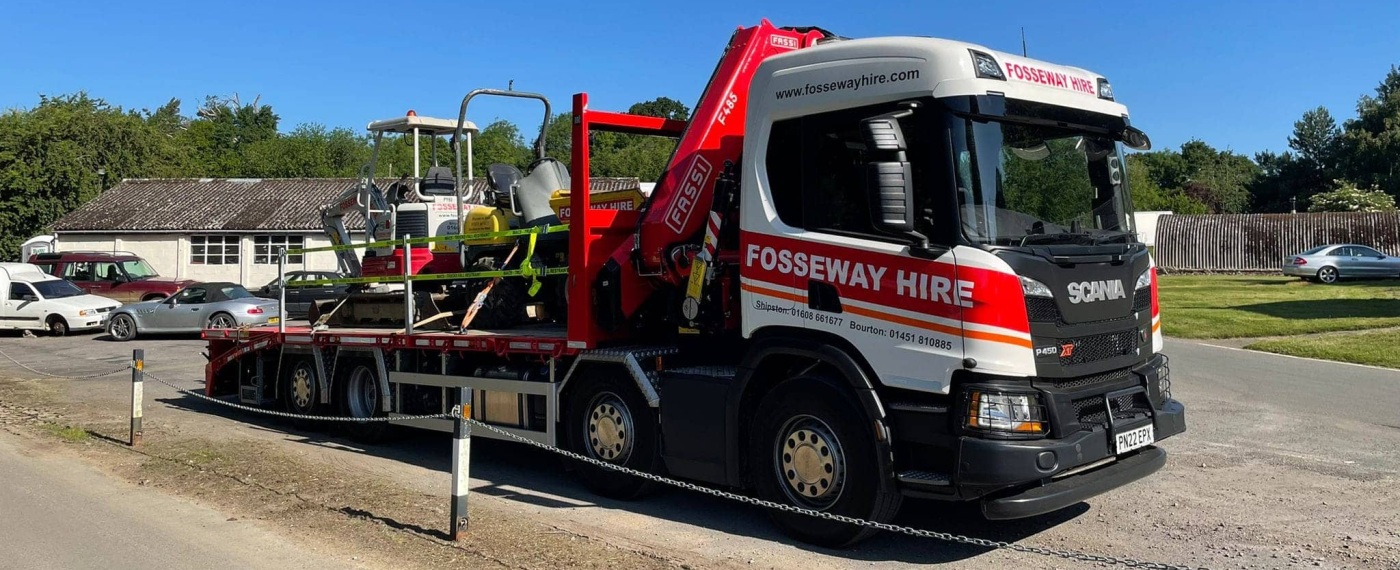 Scania P450 XT with a Fassi F485 Lifting and haulage Warwickshire Site Lifting Equipment Hire
